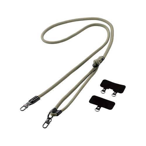 エレコム(ELECOM) P-STSDH2R08-KH(カーキ) スマホショルダー ストラップ 42～78cm 長さ調整可