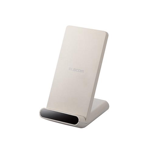 エレコム(ELECOM) W-QS09-BE ﾍﾞｰｼﾞｭ ワイヤレス充電器 Qi認証 5W スタンド 縦置き/横置き両対応