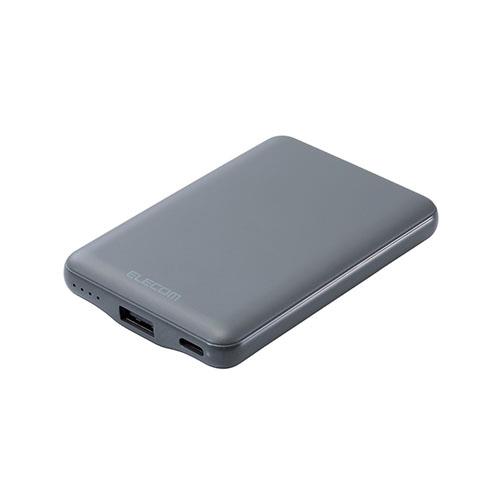 エレコム(ELECOM) DE-C45-5000DGY(ﾀﾞｰｸｸﾞﾚｰ) 薄型コンパクトモバイルバッテリー(5000mAh/3A/C×1＋A×1)