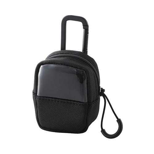 エレコム(ELECOM) TWS-EP23FSBK(ﾌﾞﾗｯｸ) TWS用汎用コンパクトポーチ Sｻｲｽﾞ カラビナ ファブリックタイプ