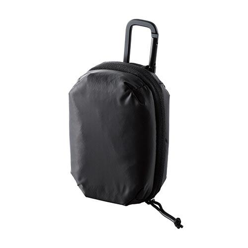 エレコム(ELECOM) TWS-EP23PLBK(ﾌﾞﾗｯｸ) TWS用汎用コンパクトポーチ Lサイズ カラビナ パファータイプ