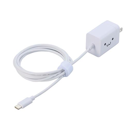 エレコム(ELECOM) MPA-ACCP6920WF しろちゃん USB Power Delivery 20W AC充電器 Cケーブル一体型 1.5m