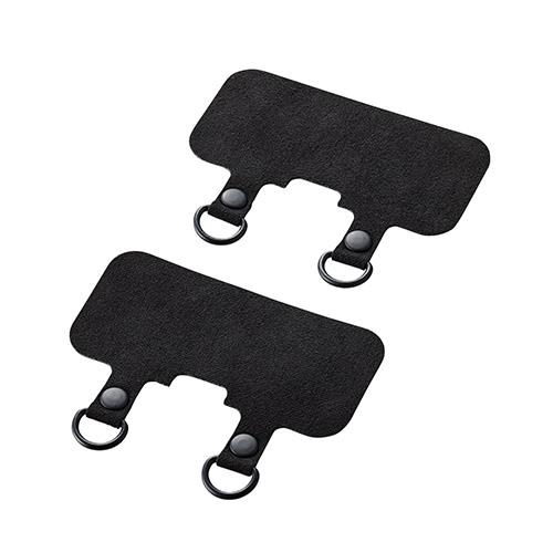 エレコム(ELECOM) P-STHD2BKN ﾌﾞﾗｯｸ スマホ ストラップホルダー シート スピ-カ-穴用 2口ﾀｲﾌﾟ 2枚入り