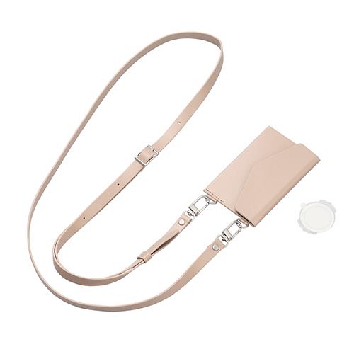 エレコム(ELECOM) P-STSDCDPLBE ﾍﾞｰｼﾞｭ スマホショルダー ストラップ 53～65cm 長さ調整可 ｿﾌﾄﾚｻﾞｰ