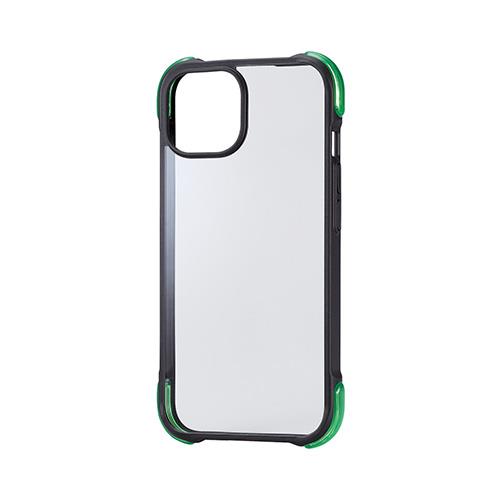 エレコム(ELECOM) PM-A23AHVAIRBK2 ブラック×グリーン iPhone 15 ハイブリッドケース AIR