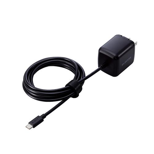 エレコム(ELECOM) ACDC-PD8345BK ﾌﾞﾗｯｸ USB Power Delivery 45W AC充電器 Type-Cケーブル一体型 2m