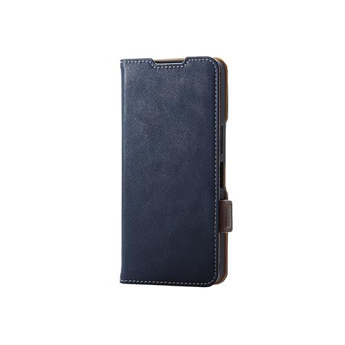 エレコム(ELECOM) PM-S241PLFYNV ネイビー AQUOS wish4 ソフトレザーケース 磁石付 耐衝撃 ステッチ