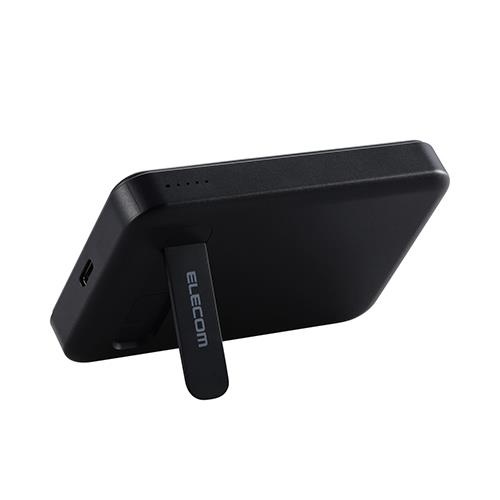 エレコム(ELECOM) DE-C53-5000BK(ブラック) ワイヤレスモバイルバッテリー 5000mAh スタンド付き