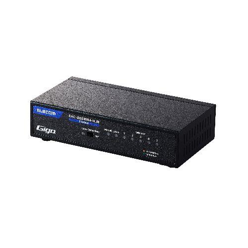 エレコム(ELECOM) EHC-G05MN4-HJB(ブラック) スイッチングハブ LANハブ 5ポート Giga対応 1000/100/10Mbps メタル筐体 ﾏｸﾞﾈｯﾄ 電源内蔵 ﾌｧﾝﾚｽ
