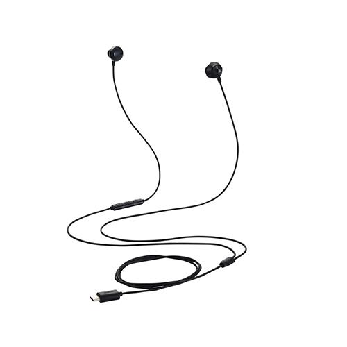 エレコム(ELECOM) EHP-DF13IMBK ブラック タイプCイヤホン 有線 マイク付き セミオープン型