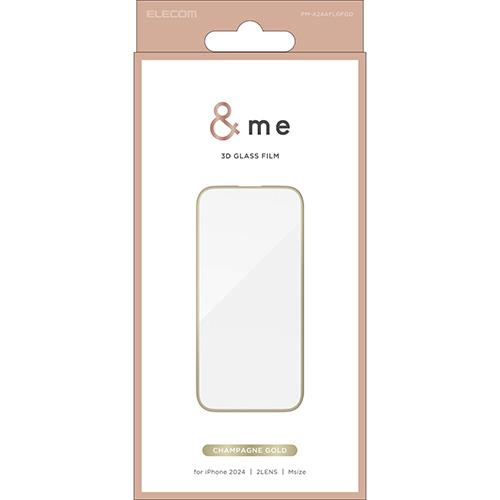 エレコム(ELECOM) PM-A24AFLGFGD(ｼｬﾝﾊﾟﾝｺﾞｰﾙﾄﾞ) iPhone16用ｶﾞﾗｽﾌｨﾙﾑ 全面保護 指紋/飛散/気泡防止
