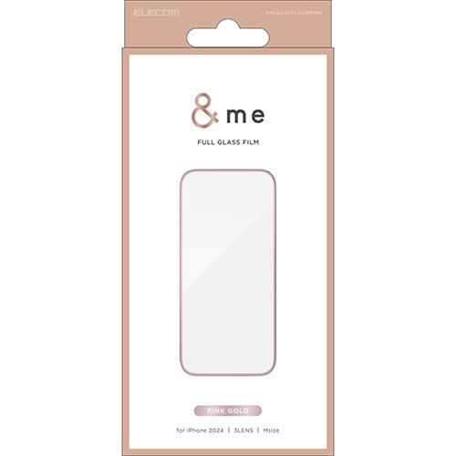 エレコム(ELECOM) PM-A24CFLGGRPNM ﾋﾟﾝｸｺﾞｰﾙﾄﾞ iPhone16 Pro用ｶﾞﾗｽﾌｨﾙﾑ 全面保護 指紋/飛散/気泡防止