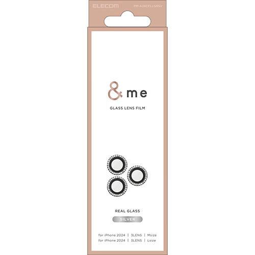 エレコム(ELECOM) PM-A24CFLLGRSV(ｼﾙﾊﾞｰ) iPhone16 Pro/Max用ｶﾒﾗﾌｨﾙﾑ ｶﾞﾗｽ ﾗｲﾝｽﾄｰﾝ 高透明 指紋防止