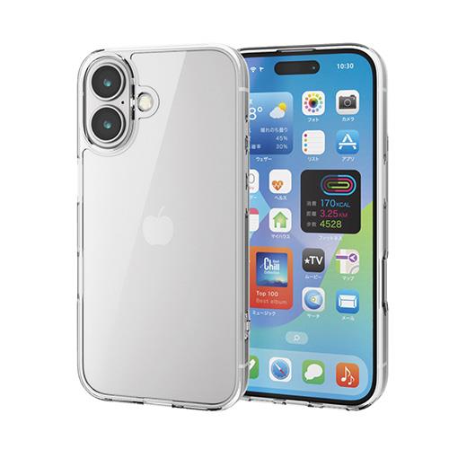 エレコム(ELECOM) PM-A24AHVCG1CR(ｸﾘｱ) iPhone16用ｹｰｽ ﾊｲﾌﾞﾘｯﾄﾞ 衝撃吸収 ｶﾒﾗﾚﾝｽﾞ保護設計 硬度9H