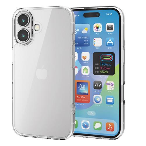 エレコム(ELECOM) PM-A24AHVCK2CR ｸﾘｱ iPhone16用ｹｰｽ ﾊｲﾌﾞﾘｯﾄﾞ ﾌｫﾙﾃｨﾓ ｶﾒﾗﾚﾝｽﾞ保護設計 黄変防止