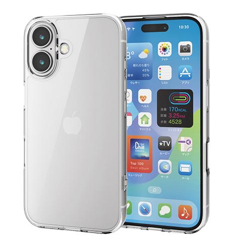 エレコム(ELECOM) PM-A24AHVCKCR(ｸﾘｱ) iPhone16用ｹｰｽ ﾊｲﾌﾞﾘｯﾄﾞ 衝撃吸収 ｶﾒﾗﾚﾝｽﾞ保護設計 硬度5H