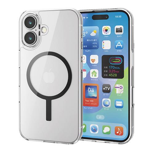 エレコム(ELECOM) PM-A24AMAG02BK ﾌﾞﾗｯｸ iPhone16用ｹｰｽ ｶﾒﾗﾚﾝｽﾞ保護設計 磁力吸着ﾜｲﾔﾚｽ充電対応