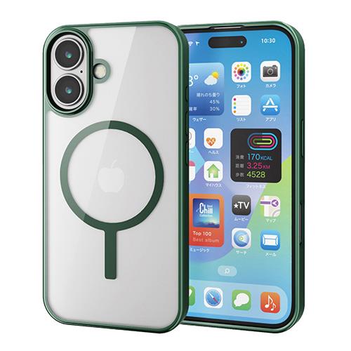 エレコム(ELECOM) PM-A24AMAG03GN(ﾃﾞｨｰﾌﾟｸﾞﾘｰﾝ) iPhone16用ｹｰｽ ｶﾒﾗﾚﾝｽﾞ保護設計 磁力吸着ﾜｲﾔﾚｽ充電対応