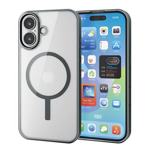 エレコム(ELECOM) PM-A24AMAG03GY(ﾁｬｺｰﾙｸﾞﾚｰ) iPhone16用ｹｰｽ ｶﾒﾗﾚﾝｽﾞ保護設計 磁力吸着ﾜｲﾔﾚｽ充電対応
