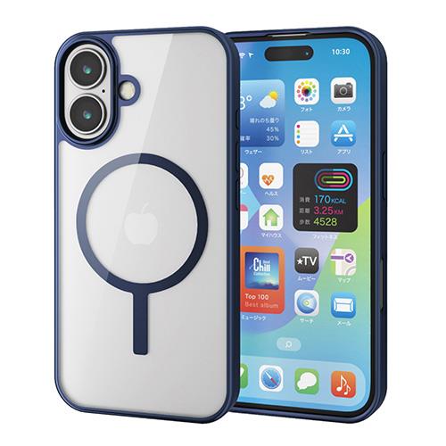 エレコム(ELECOM) PM-A24AMAG03NV(ﾈｲﾋﾞｰ) iPhone16用ｹｰｽ ｶﾒﾗﾚﾝｽﾞ保護設計 磁力吸着ﾜｲﾔﾚｽ充電対応