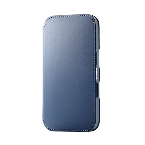 エレコム(ELECOM) PM-A24APLFY2BU ﾌﾞﾙｰ iPhone16用ｹｰｽ ﾚｻﾞｰ 手帳型 ﾏｸﾞﾈｯﾄ ﾌﾗｯﾌﾟ 衝撃吸収