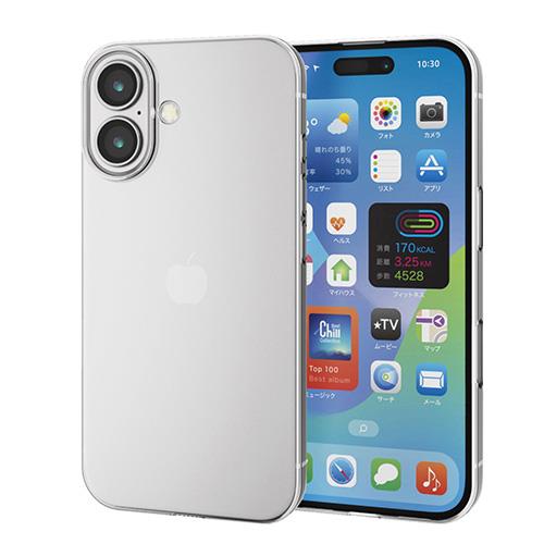 エレコム(ELECOM) PM-A24APV06CR ｸﾘｱ iPhone16用ｹｰｽ ﾊｰﾄﾞ ｶﾊﾞｰ 軽量 極薄 ｶﾒﾗﾚﾝｽﾞ保護設計 UVｺｰﾄ