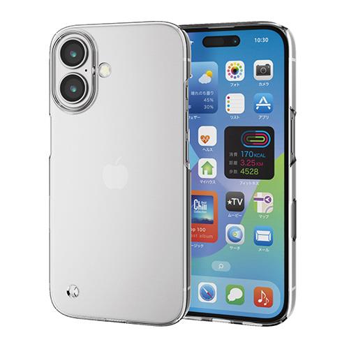 エレコム(ELECOM) PM-A24APVKCR ｸﾘｱ iPhone16用ｹｰｽ ﾊｰﾄﾞ ｶﾊﾞｰ 軽量 薄型 ｶﾒﾗﾚﾝｽﾞ保護設計 UVｺｰﾄ