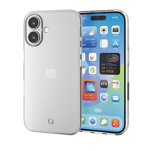 エレコム(ELECOM) PM-A24AREUCTCR(ｸﾘｱ) iPhone16用ｹｰｽ ｿﾌﾄ ｶﾊﾞｰ ﾘｻｲｸﾙ材 衝撃吸収 薄型 ｽﾄﾗｯﾌﾟﾎｰﾙ付