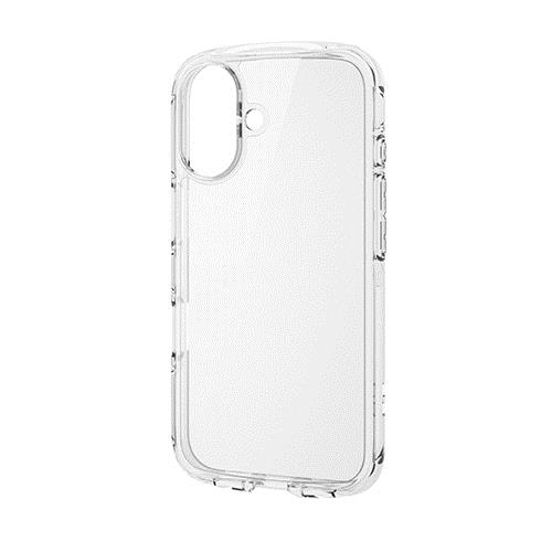 エレコム(ELECOM) PM-A24ATSLACR ｸﾘｱ iPhone16用ｹｰｽ ﾊｲﾌﾞﾘｯﾄﾞ 衝撃吸収 軽量 薄型 ｽﾄﾗｯﾌﾟﾎｰﾙ付