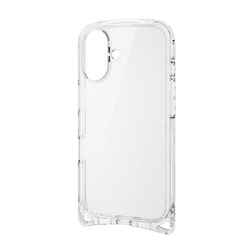 エレコム(ELECOM) PM-A24ATSLASHCR(ｸﾘｱ) iPhone16用ｹｰｽ ﾊｲﾌﾞﾘｯﾄﾞ 衝撃吸収 軽量 薄型 ｼｮﾙﾀﾞｰｽﾄﾗｯﾌﾟﾎｰﾙ付