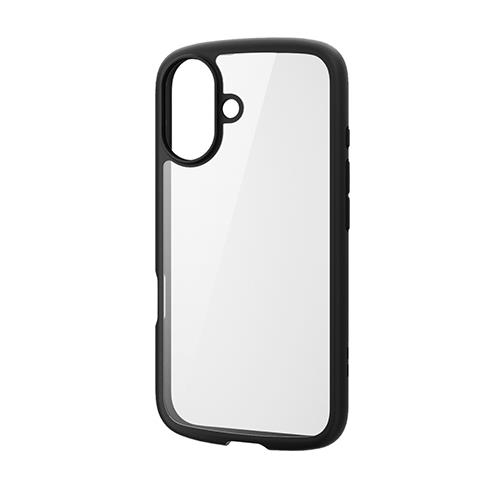エレコム(ELECOM) PM-A24ATSLFCBK ﾌﾞﾗｯｸ iPhone16用ｹｰｽ ﾊｲﾌﾞﾘｯﾄﾞ 衝撃吸収 軽量 薄型 ｶﾒﾗ周り保護