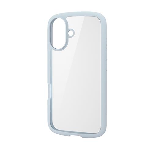 エレコム(ELECOM) PM-A24ATSLFCBU ﾗｲﾄﾌﾞﾙｰ iPhone16用ｹｰｽ ﾊｲﾌﾞﾘｯﾄﾞ 衝撃吸収 軽量 薄型 ｶﾒﾗ周り保護