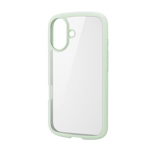 エレコム(ELECOM) PM-A24ATSLFCGNL ﾋﾟｽﾀﾁｵｸﾞﾘｰﾝ iPhone16用ｹｰｽ ﾊｲﾌﾞﾘｯﾄﾞ 衝撃吸収 軽量 ｶﾒﾗ周り保護