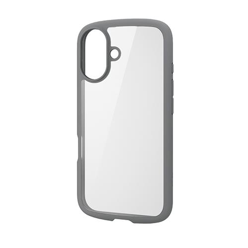 エレコム(ELECOM) PM-A24ATSLFCGY ｸﾞﾚｰ iPhone16用ｹｰｽ ﾊｲﾌﾞﾘｯﾄﾞ 衝撃吸収 軽量 薄型 ｶﾒﾗ周り保護