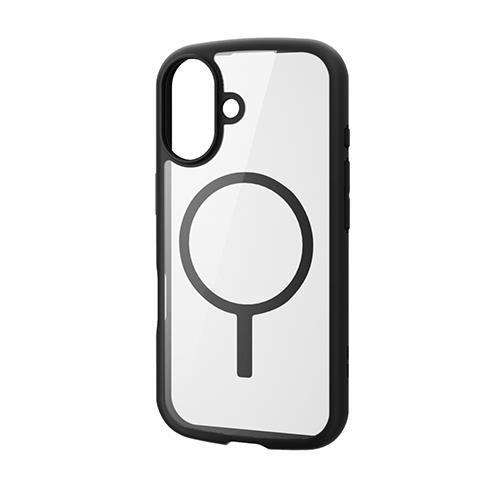 エレコム(ELECOM) PM-A24ATSLFCMBK ﾌﾞﾗｯｸ iPhone16用ｹｰｽ ﾊｲﾌﾞﾘｯﾄﾞ 衝撃吸収 磁力吸着ﾜｲﾔﾚｽ充電対応