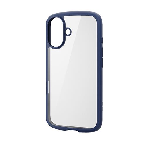 エレコム(ELECOM) PM-A24ATSLFCNV ﾈｲﾋﾞｰ iPhone16用ｹｰｽ ﾊｲﾌﾞﾘｯﾄﾞ 衝撃吸収 軽量 薄型 ｶﾒﾗ周り保護