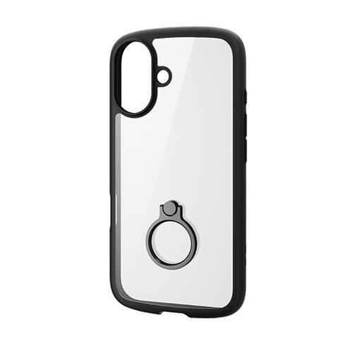 エレコム(ELECOM) PM-A24ATSLFCRBK(ﾌﾞﾗｯｸ) iPhone16用ｹｰｽ ﾊｲﾌﾞﾘｯﾄﾞ 衝撃吸収 軽量 薄型 ｶﾒﾗﾚﾝｽﾞ保護設計