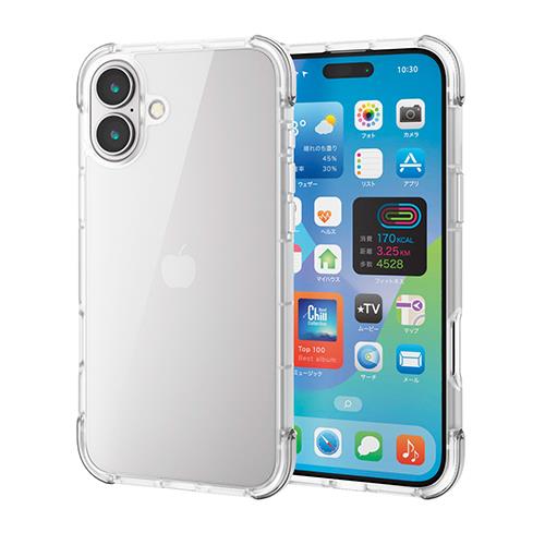 エレコム(ELECOM) PM-A24BHVAIRCR ｸﾘｱ×ｸﾘｱ iPhone 16 Plus用ｹｰｽ ﾊｲﾌﾞﾘｯﾄﾞ 衝撃吸収 軽量 ｶﾒﾗ周り保護