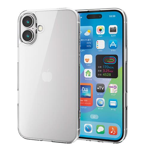 エレコム(ELECOM) PM-A24BHVCKCR(ｸﾘｱ) iPhone 16 Plus用ｹｰｽ ﾊｲﾌﾞﾘｯﾄﾞ 衝撃吸収 ｶﾒﾗﾚﾝｽﾞ保護設計 硬度5H