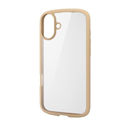 エレコム(ELECOM) PM-A24BTSLFCBE ｶﾌｪｵﾚ iPhone 16 Plus用ｹｰｽ ﾊｲﾌﾞﾘｯﾄﾞ 衝撃吸収 軽量 ｶﾒﾗ周り保護