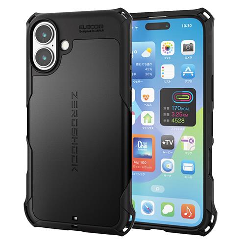 エレコム(ELECOM) PM-A24BZEROBK ﾌﾞﾗｯｸ iPhone 16 Plus用ｹｰｽ ﾊｲﾌﾞﾘｯﾄﾞ 衝撃吸収 ｶﾒﾗﾚﾝｽﾞ保護設計