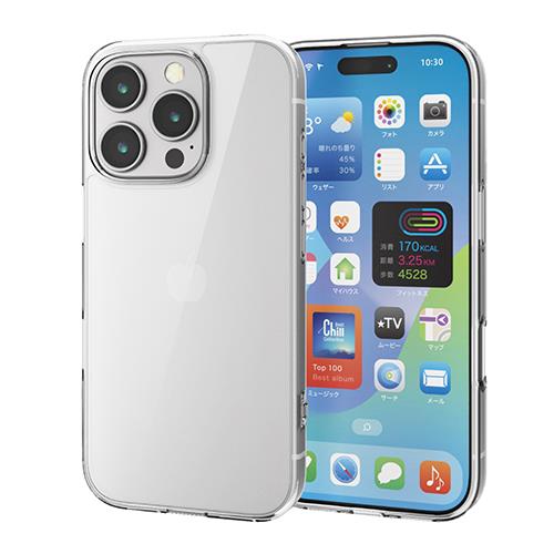 エレコム(ELECOM) PM-A24CHVCKCR(ｸﾘｱ) iPhone16 Pro用ｹｰｽ ﾊｲﾌﾞﾘｯﾄﾞ 衝撃吸収 ｶﾒﾗﾚﾝｽﾞ保護設計 硬度5H