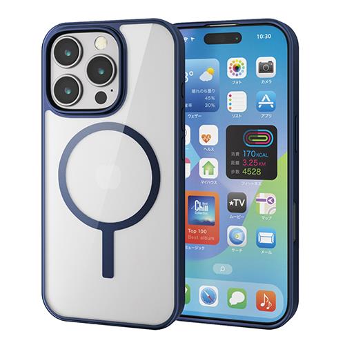 エレコム(ELECOM) PM-A24CMAG03NV(ﾈｲﾋﾞｰ) iPhone16 Pro用ｹｰｽ ｶﾒﾗﾚﾝｽﾞ保護設計 磁力吸着ﾜｲﾔﾚｽ充電対応