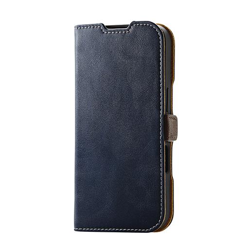 エレコム(ELECOM) PM-A24CPLFYNV ﾈｲﾋﾞｰ iPhone16 Pro用ｹｰｽ ﾚｻﾞｰ 手帳型 ﾏｸﾞﾈｯﾄ ﾌﾗｯﾌﾟ 衝撃吸収 ｽﾘﾑ