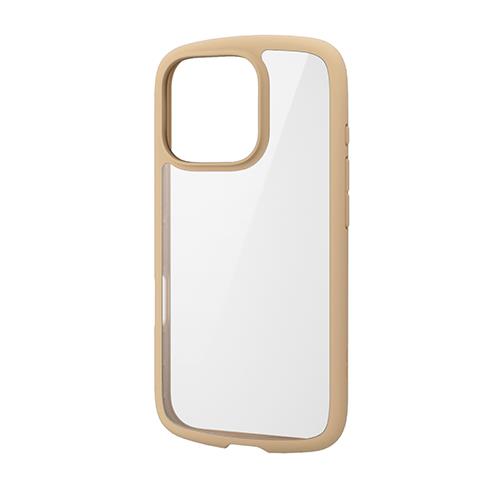 エレコム(ELECOM) PM-A24CTSLFCBE(ｶﾌｪｵﾚ) iPhone16 Pro用ｹｰｽ ﾊｲﾌﾞﾘｯﾄﾞ 衝撃吸収 軽量 薄型 ｶﾒﾗ周り保護
