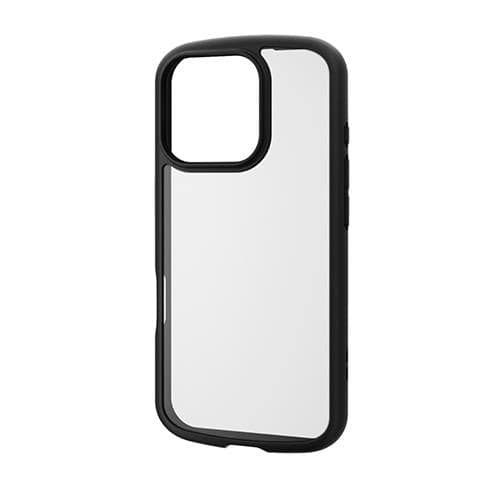 エレコム(ELECOM) PM-A24CTSLFCGBK ﾌﾞﾗｯｸ iPhone16 Pro用ｹｰｽ ﾊｲﾌﾞﾘｯﾄﾞ 衝撃吸収 軽量 薄型 背面ｶﾞﾗｽｸﾘｱ