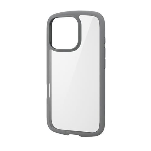 エレコム(ELECOM) PM-A24CTSLFCGY(ｸﾞﾚｰ) iPhone16 Pro用ｹｰｽ ﾊｲﾌﾞﾘｯﾄﾞ 衝撃吸収 軽量 薄型 ｶﾒﾗ周り保護