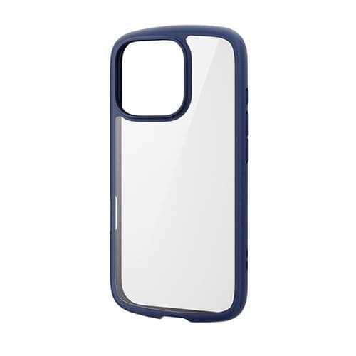 エレコム(ELECOM) PM-A24CTSLFCNV(ﾈｲﾋﾞｰ) iPhone16 Pro用ｹｰｽ ﾊｲﾌﾞﾘｯﾄﾞ 衝撃吸収 軽量 薄型 ｶﾒﾗ周り保護