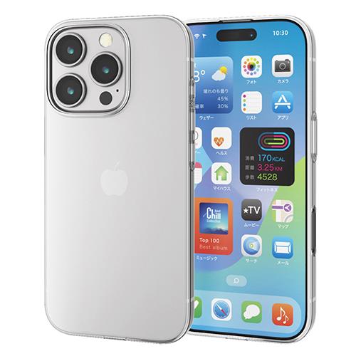 エレコム(ELECOM) PM-A24CUCUCR(ｸﾘｱ) iPhone16 Pro用ｹｰｽ ｿﾌﾄ ｶﾊﾞｰ 衝撃吸収 超軽量 ｶﾒﾗﾚﾝｽﾞ保護設計