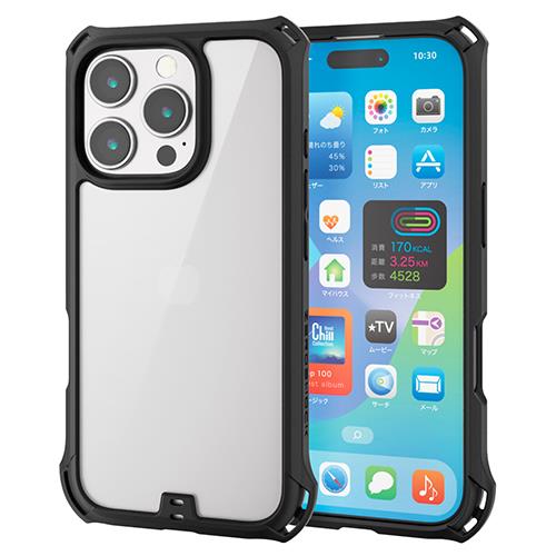 エレコム(ELECOM) PM-A24CZEROFCBK(ﾌﾞﾗｯｸ) iPhone16 Pro用ｹｰｽ ﾊｲﾌﾞﾘｯﾄﾞ 衝撃吸収 ｶﾒﾗﾚﾝｽﾞ保護設計